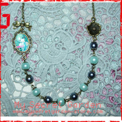 Vocaloid Miku Hatsune 初音ミク anime Cabochon Bronze Necklace 